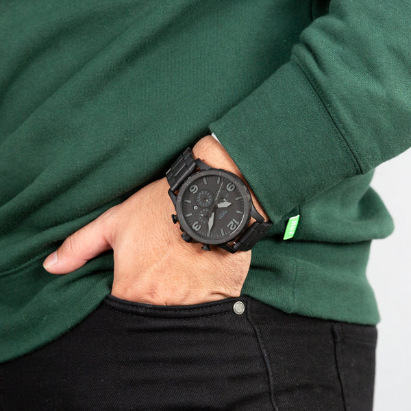 Fossil nate chronograph black best sale