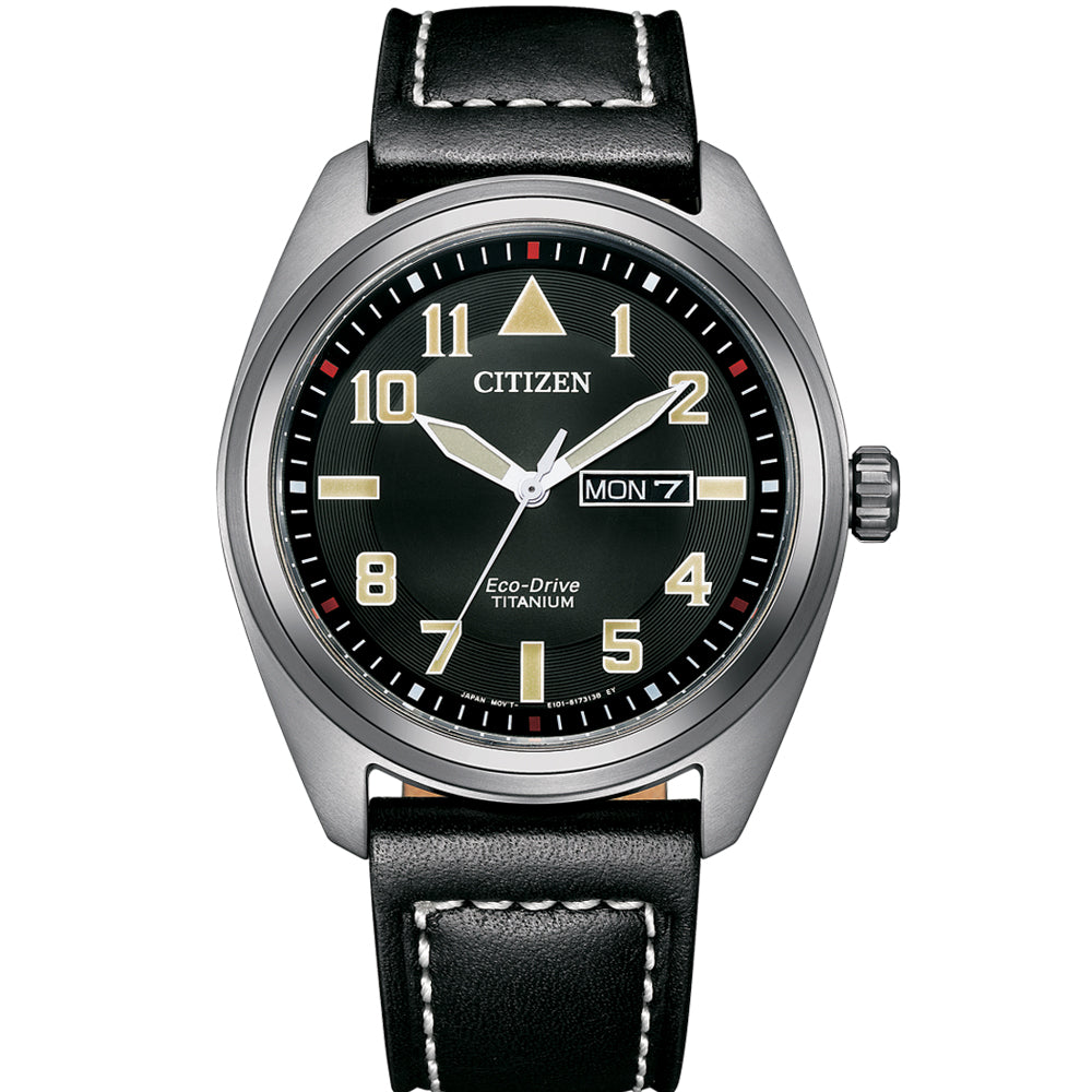 Citizen eco drive 2025 titanium leather band