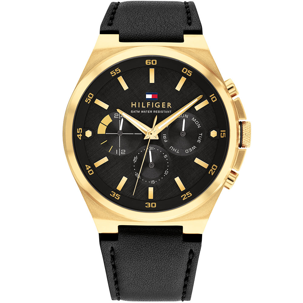 Tommy hilfiger black on sale leather watch