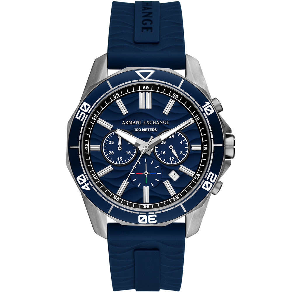 Armani exchange blue chronograph watch best sale