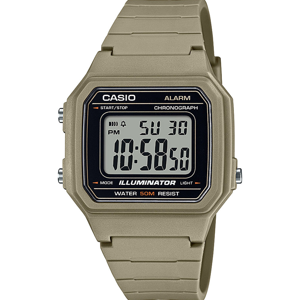 Casio W217h 5a Utility Green Digital Watch Watch Depot