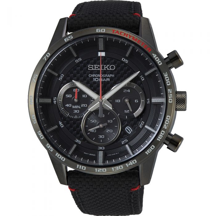 Seiko SSB359P Black Nylon Mens Watch