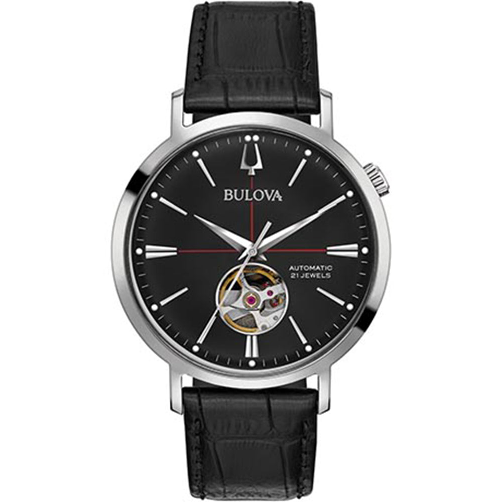 Bulova men's hotsell leather watch