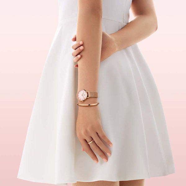 Daniel Wellington Pink Petite Melrose DW00100367 Rose Gold Mesh