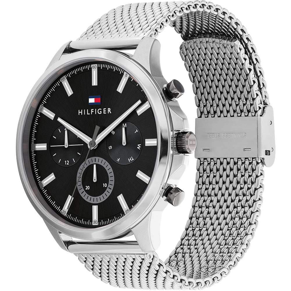 Tommy hilfiger black stainless steel mesh bracelet discount watch